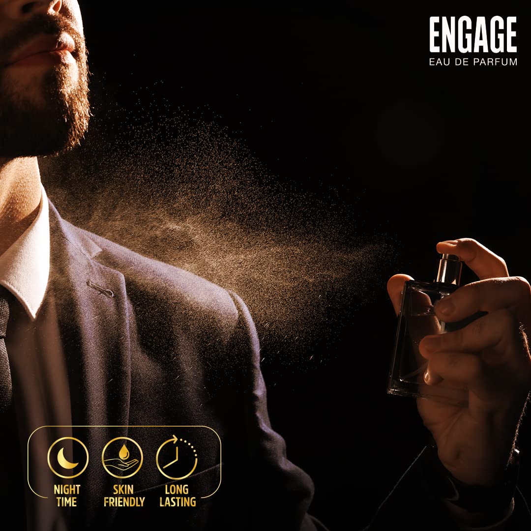 Engage Amber Hues Cologne for Men - Long Lasting Amber & Warm Woody Fragrance - 100ml Eau de Parfum with Free 3ml Tester - Perfect for Date Nights, Special Occasions & Gifts for Him