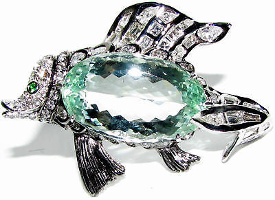 57.37CT GIA Certified Natural Green Beryl Fish Brooch Pendant - Elegant Jewelry for Women, Perfect for Weddings, Parties & Special Occasions