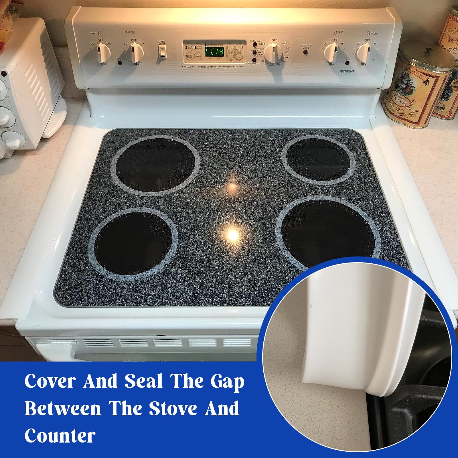 Heat Resistant Silicone Stove Gap Covers (2 Pack) - 21 Inch White Countertop Protector for Kitchen Safety - Perfect for Preventing Spills & Crumbs Between Stove and Counter