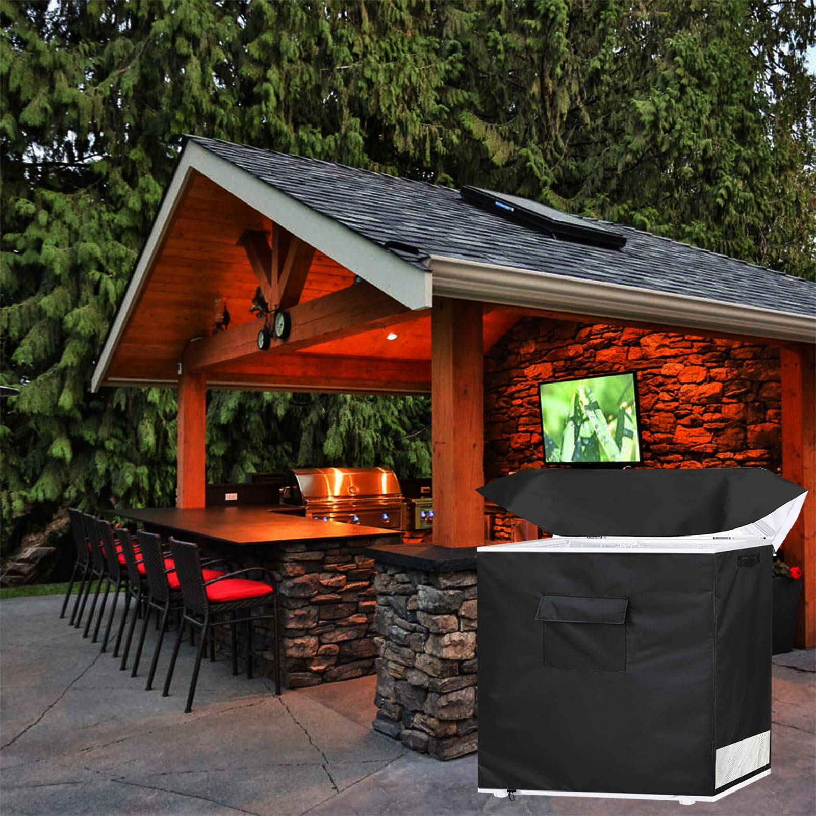 5.0 Cubic Feet Chest Freezer Cover - Waterproof & UV Protection Outdoor Deep Freezer Cover with Zipper Top (28