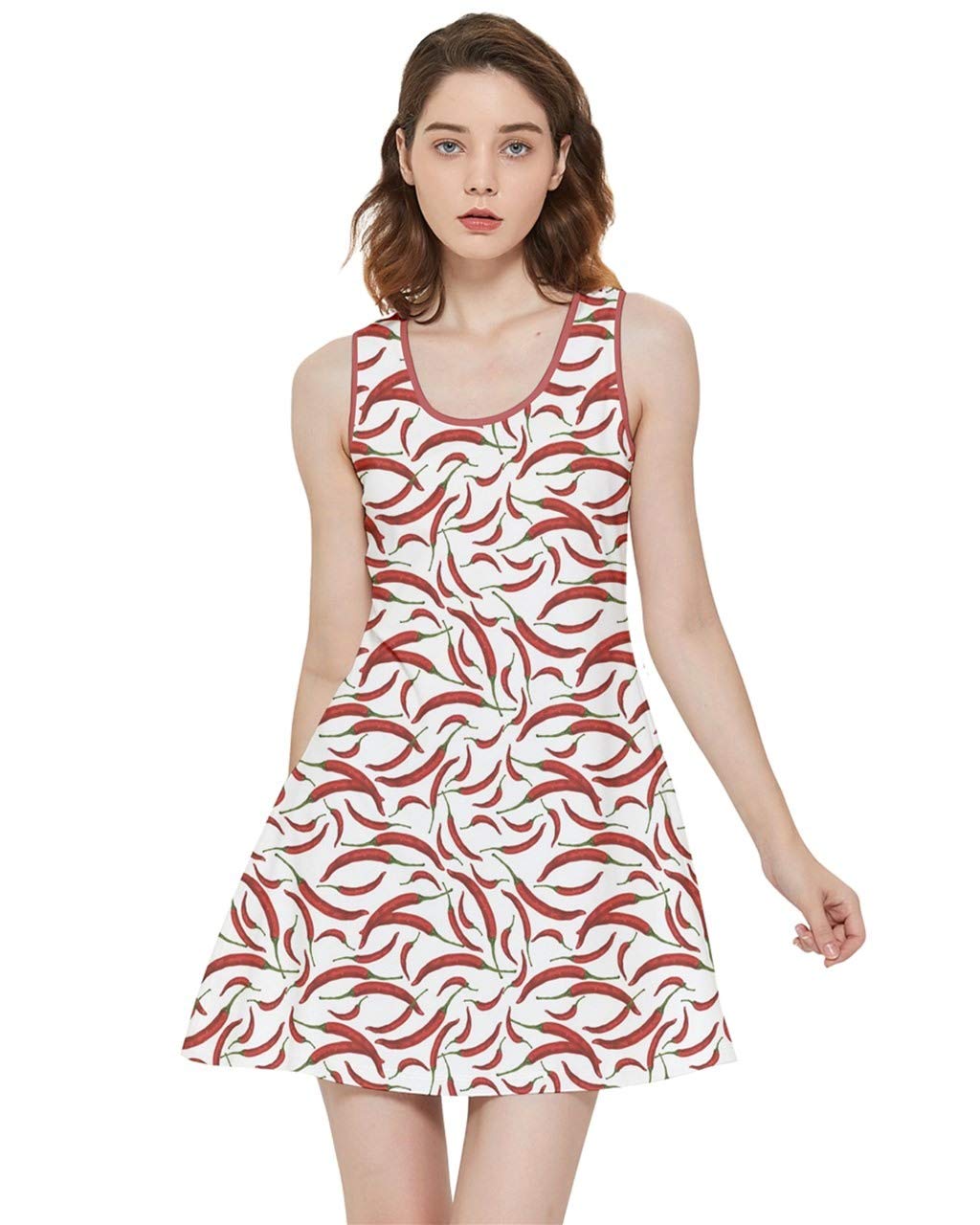 CowCow Women's Reversible Skater Dress with Vegetable & Floral Print - Tomato, Carrot, Onion Design - XS to 5XL Sizes - Perfect for Casual Wear, Summer Outfits & Special Occasions