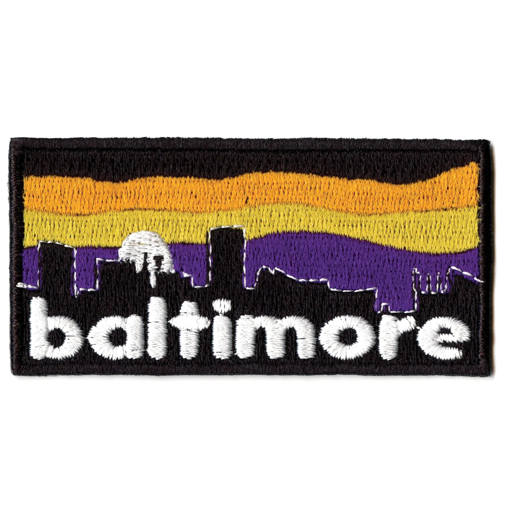 Baltimore Skyline Embroidered Iron On Patch for Jackets, Hats & Bags - Custom Sew-On Applique for DIY Crafts & Clothing Repair