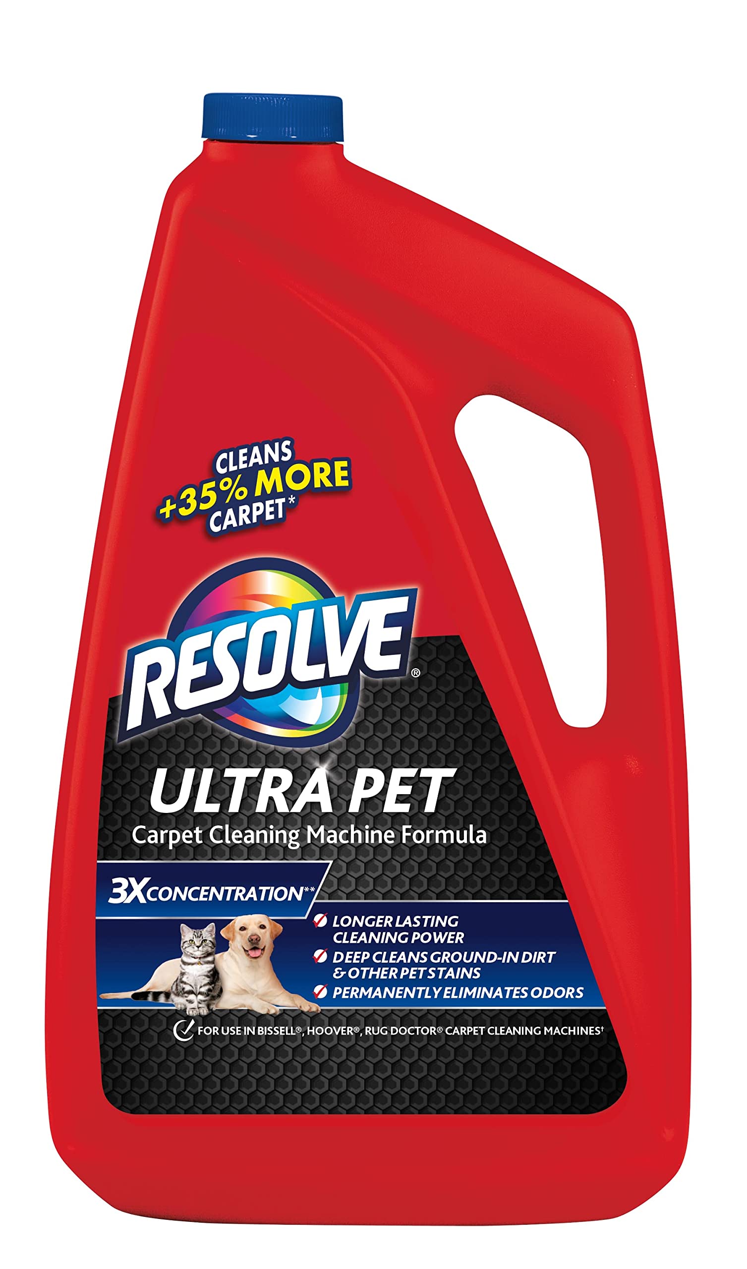 Resolve Ultra Pet Steam Carpet Cleaner Solution - 3X Concentrated Shampoo for Bissell, Hoover & Rug Doctor Machines | Effective Pet Stain & Odor Remover | 48 oz Bottle | Perfect for Deep Cleaning Carpets, Upholstery & Pet Areas