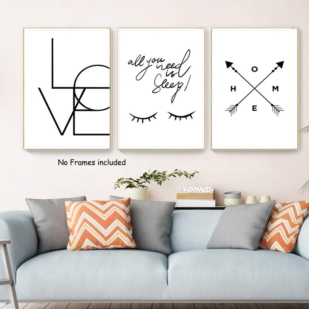 Dream Big Wall Art Decor - Set of 4 Unframed 8x10 Inch Black and White Eyelash Posters - Nordic Style Eye Prints for Bathroom, Vanity, Desk & Dorm Room Decor - Perfect for Home, Office & Gift Giving