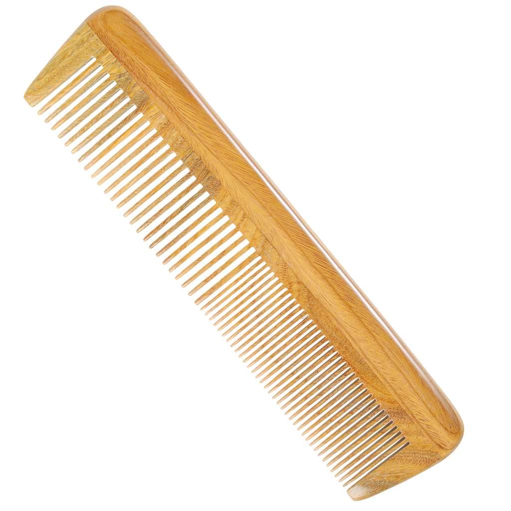 Onedor Handmade 100% Natural Green Sandalwood Wooden Comb for Men - Hair, Beard & Mustache Styling - Travel & Pocket Comb with Leather Case (Long) - Perfect for Daily Grooming, Travel & Gift Giving