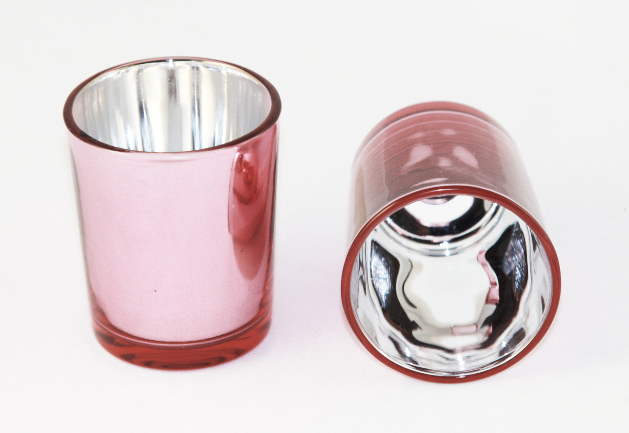 10 Pack Rose Gold Pink Glass Votive Tealight Candle Holders - Elegant Wedding, Bridal Shower, Baby Shower & Valentine's Day Decorations - Perfect for Romantic Dinner, Party Centerpieces and Home Decor