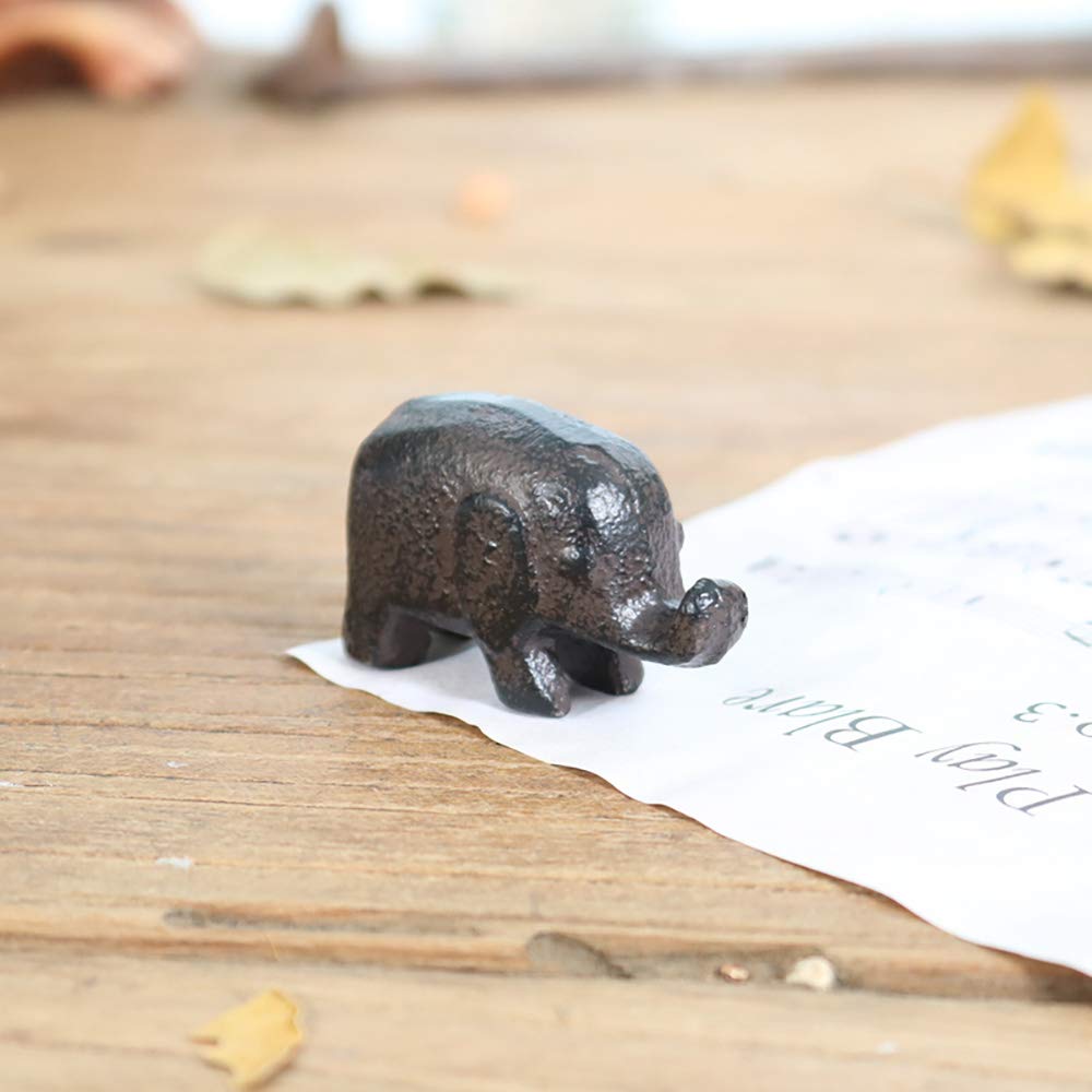 Cast Iron Elephant Paperweight - Heavy Duty Office Desk Decor, Garden & Home Decoration, Animal Figurine Collection for Bookshelf Display | Perfect Gift for Elephant Lovers & Feng Shui Decor