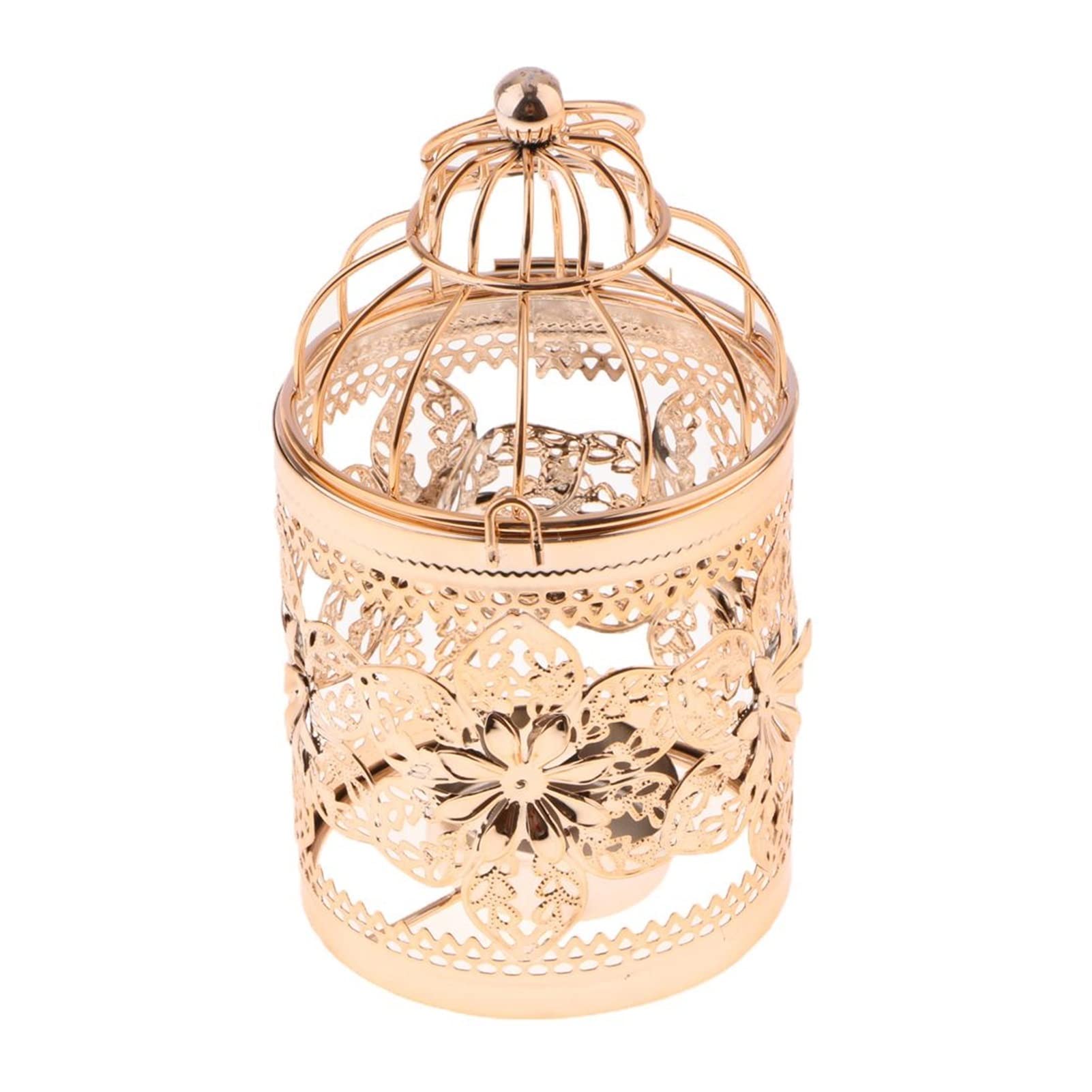 Kigauru Metal Bird Cage Candle Holder - Hollowed Floral Design, Rose Gold Tea Light Candle Stand for Wedding, Party & Home Decor | Perfect for Centerpieces, Romantic Ambiance & Tabletop Displays