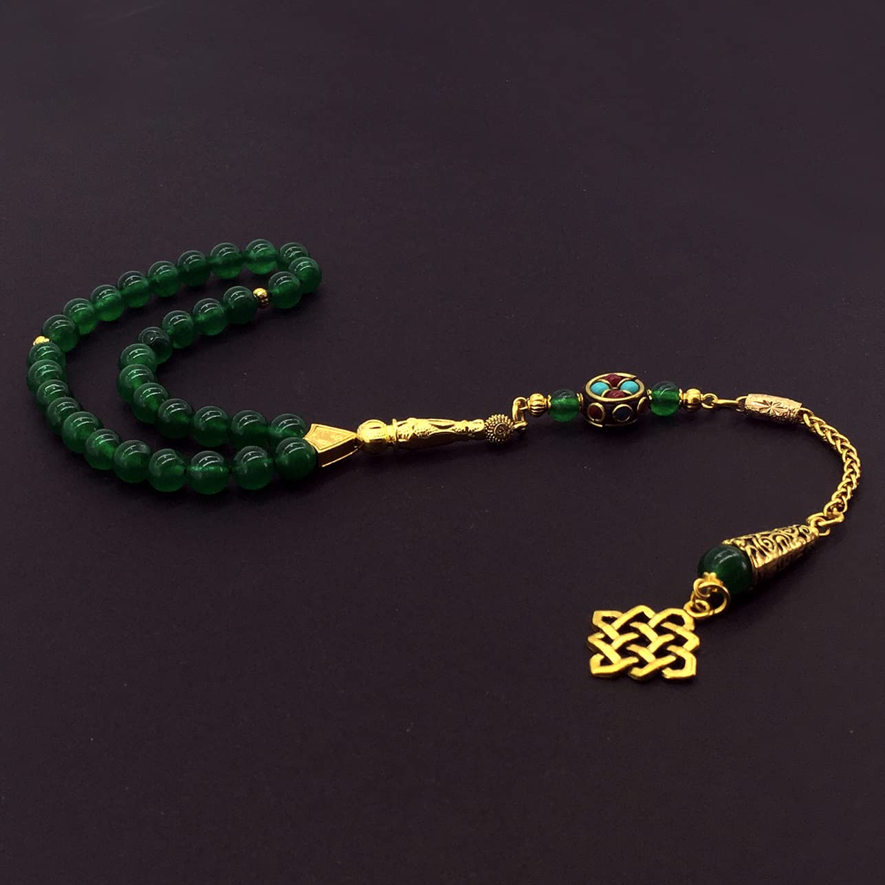 8mm-33 Beads Green Jade Stone Prayer Mala - Meditation, Yoga & Spiritual Healing Beads for Stress Relief & Mindfulness Practice