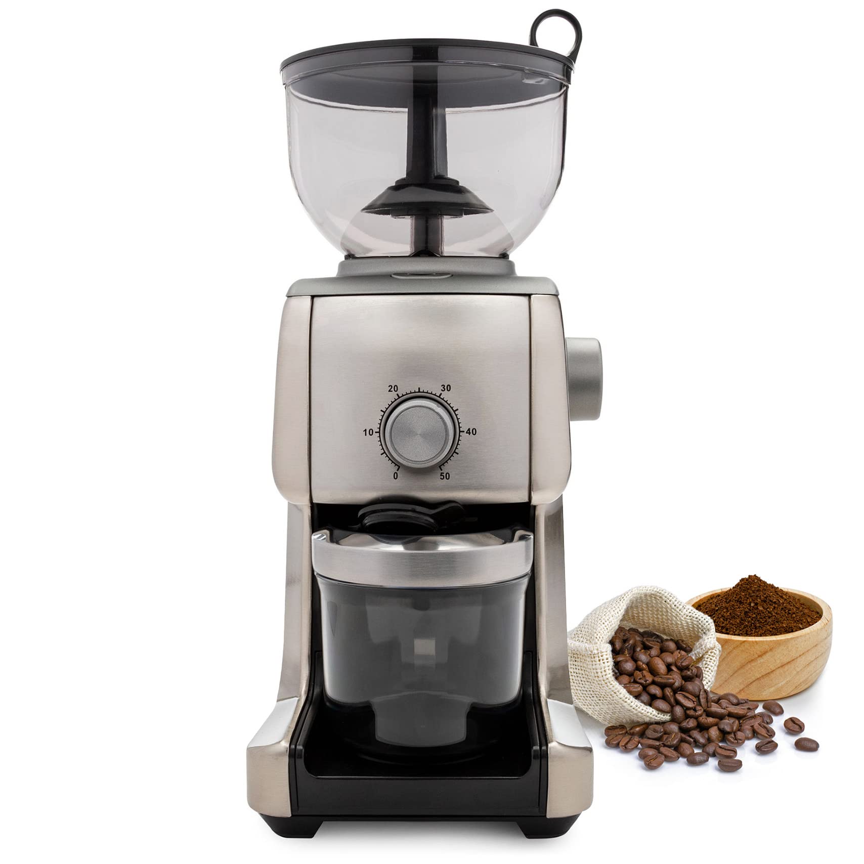 Premium Electric Coffee Grinder - ChefWave Conical Burr Grinder with 16 Adjustable Settings, Die-Cast Aluminum Body - Includes Scoop & Cleaning Brush - Perfect for French Press, Espresso & Drip Coffee - Brews 2-10 Cups - Ideal for Home Kitchens & Coffee Shops