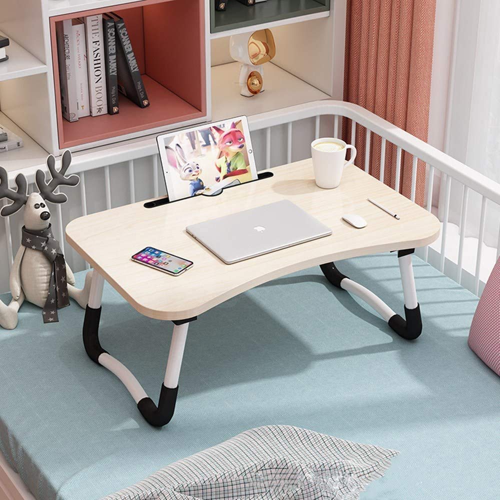 EYdoter Adjustable Laptop Tray Bed Table - Portable Lap Desk with Tablet Holder & Storage Slot - Perfect for Breakfast in Bed, Working from Home, Studying on Couch or Floor (Ideal for Adults, Students & Kids)