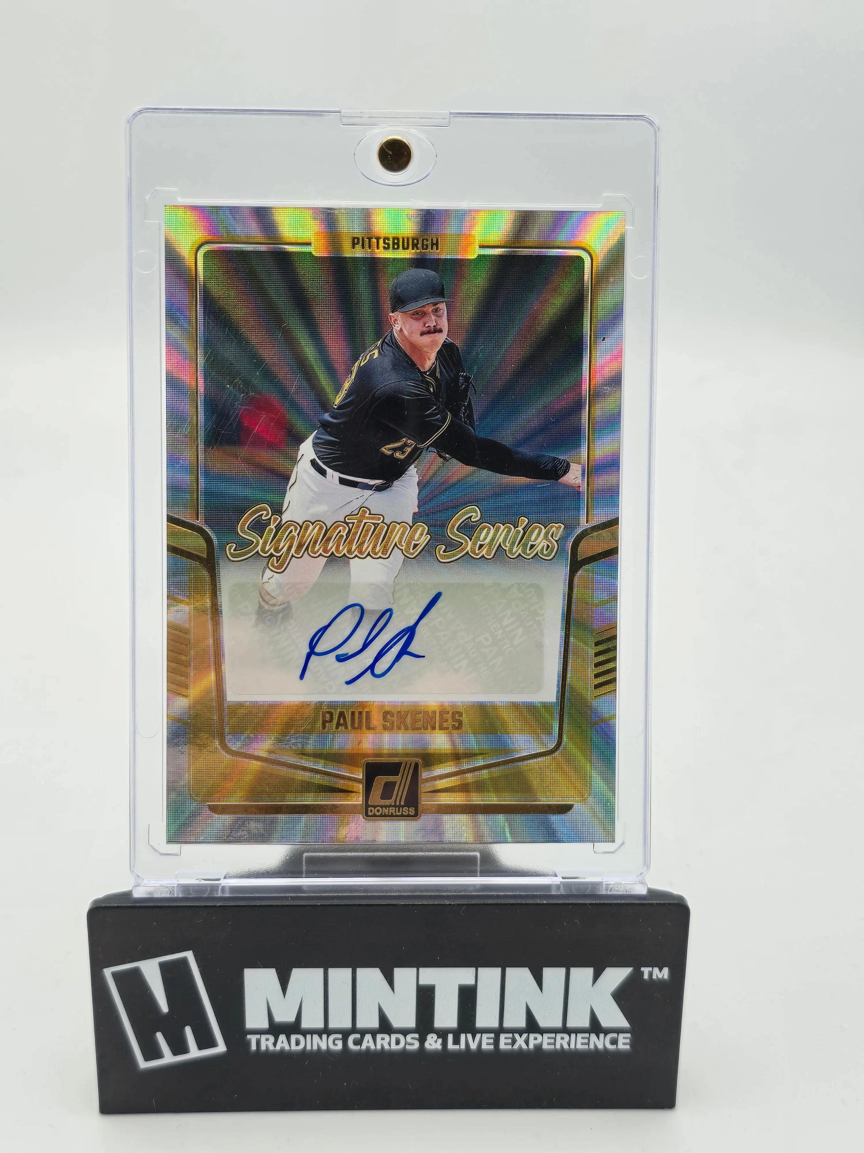 2024 Panini Donruss Baseball Paul Skenes Gold Flash Autograph Rookie Card - Limited Edition Collectible for Sports Memorabilia & Trading Card Enthusiasts