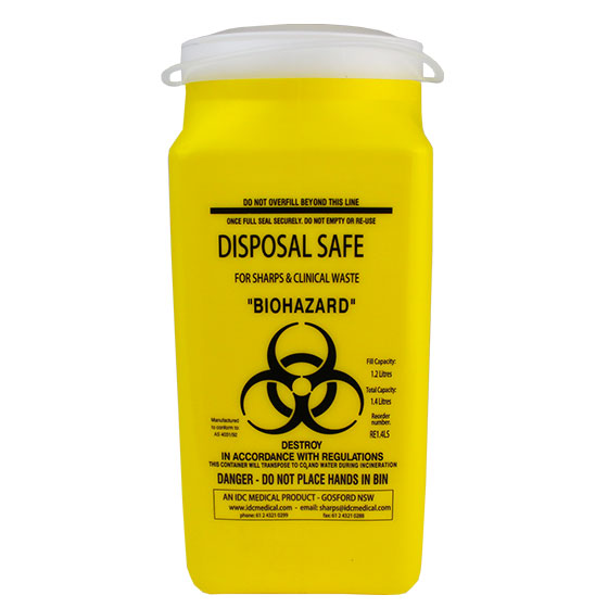 1.4L Sharps Disposal Container - Safe Needle & Medical Waste Disposal for Home, Clinic & Travel Use