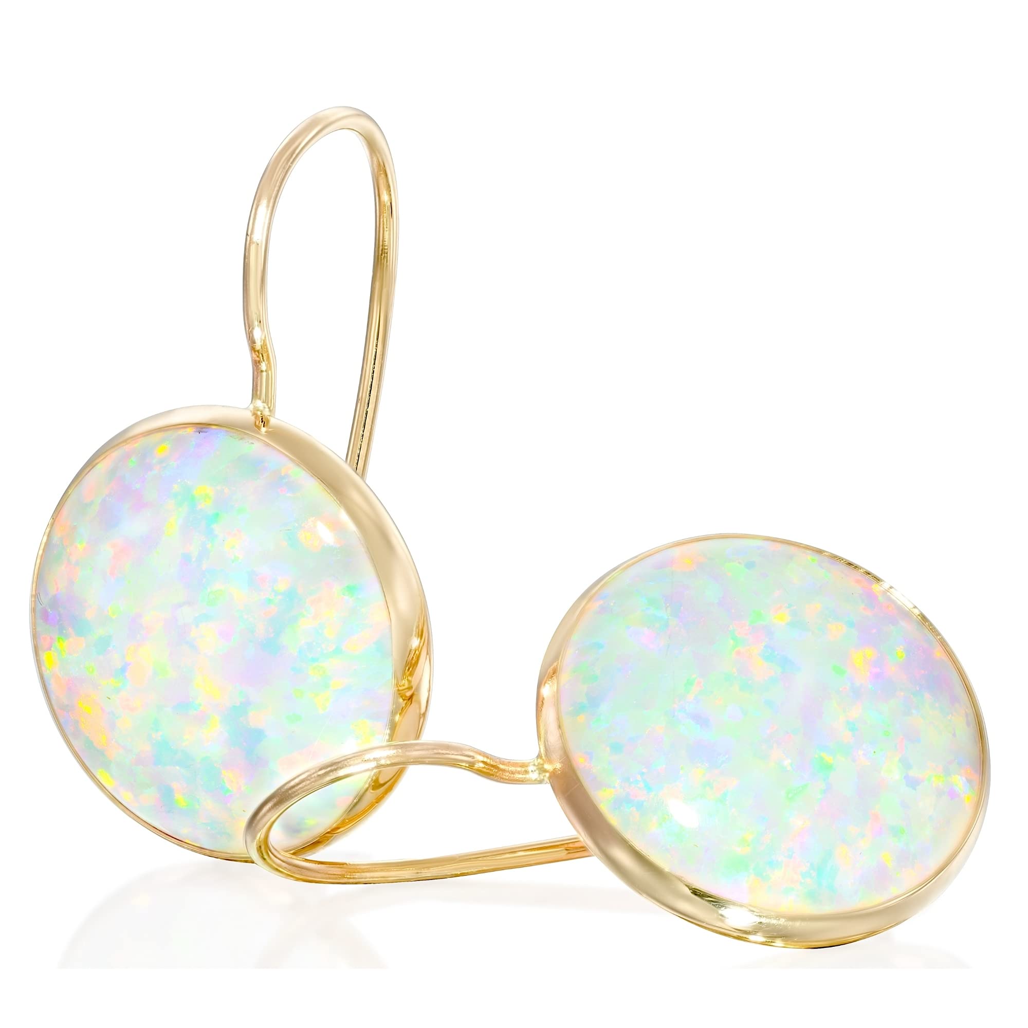 14K Gold White Opal Drop Earrings for Women - October Birthstone Jewelry - Elegant Boho Wedding & Formal Dangle Earrings - Perfect for Brides, Parties & Special Occasions