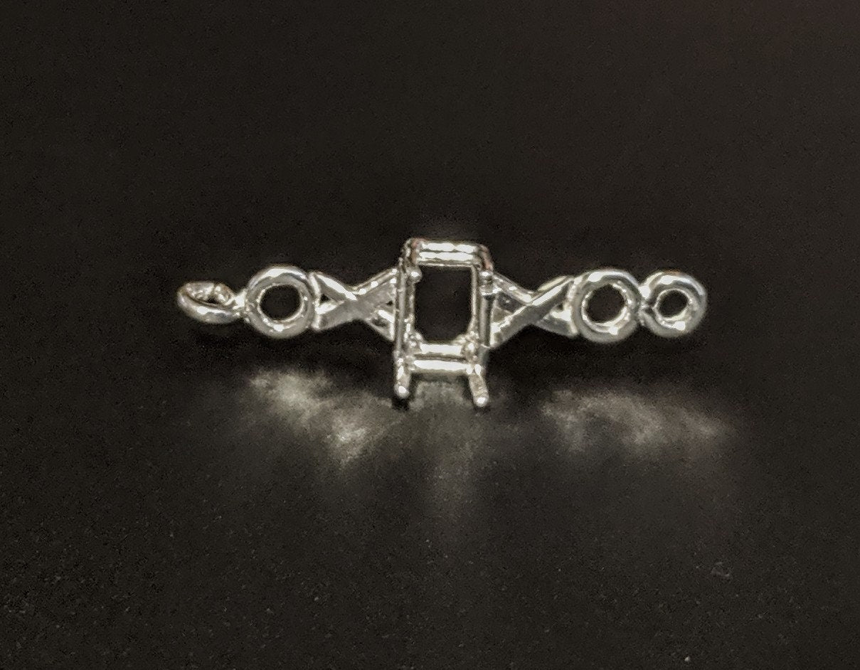 Solid Sterling Silver or 14kt Gold Xs and Os Link Bracelet for 7x5mm & 10x8mm Emerald Cut Gemstones - Custom DIY Jewelry Making Kit for Birthdays, Anniversaries & Gifts