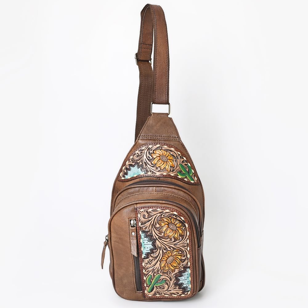 American Darling Genuine Leather Western Women's Portfolio Bag - Hand Tooled Leather Briefcase for Students & Artists | Perfect for School, Office & Sketching