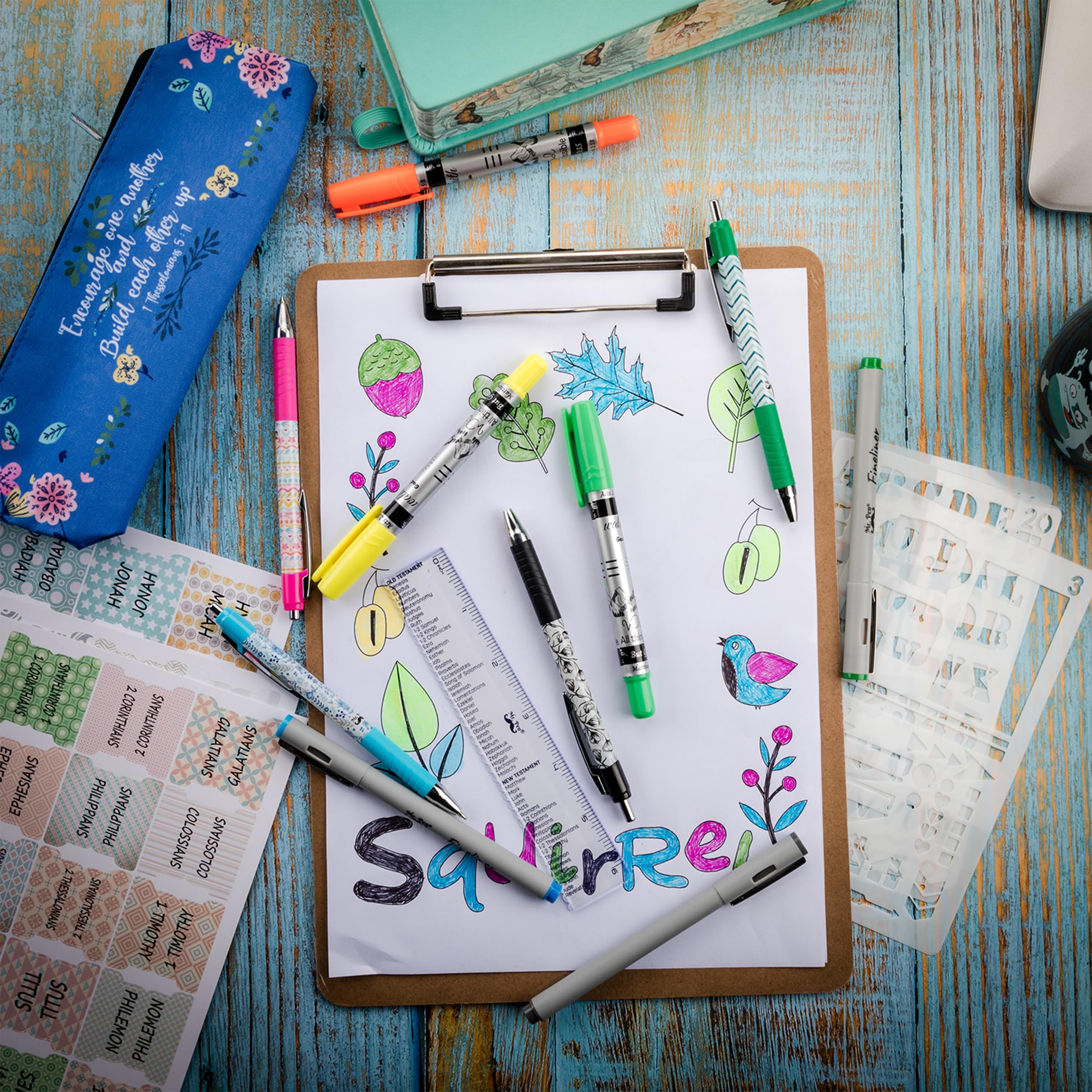 Mr. Pen Bible Journaling Kit - No Bleed Highlighters & Pens for Bible Study, Scripture Note Taking, Christian Devotional Journaling Supplies - Perfect for Church, Small Groups & Personal Bible Reflection