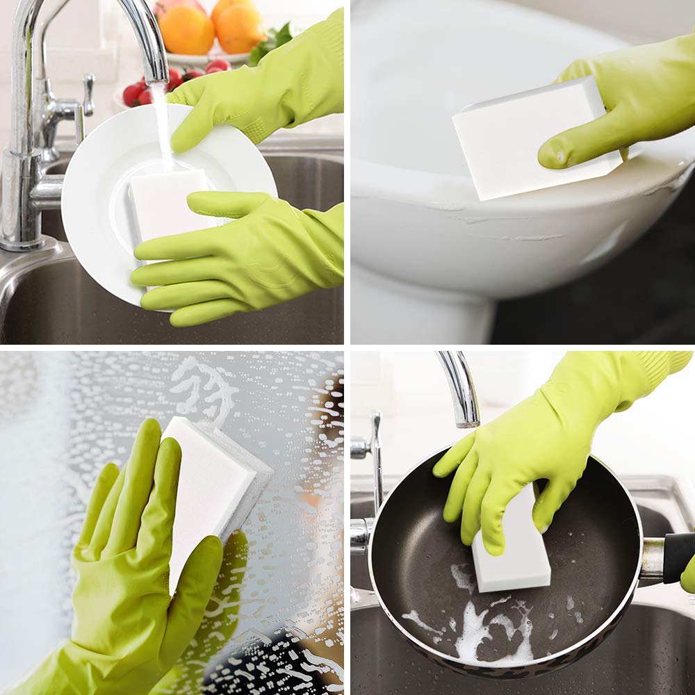 100 Pack Premium Magic Cleaning Sponges - Heavy Duty Melamine Foam Eraser Pads for Kitchen, Bathroom, Furniture & Floors | Multi-Purpose Scrub Sponges for Tough Stains | Perfect for Household Cleaning, Dishwashing & Wall Maintenance