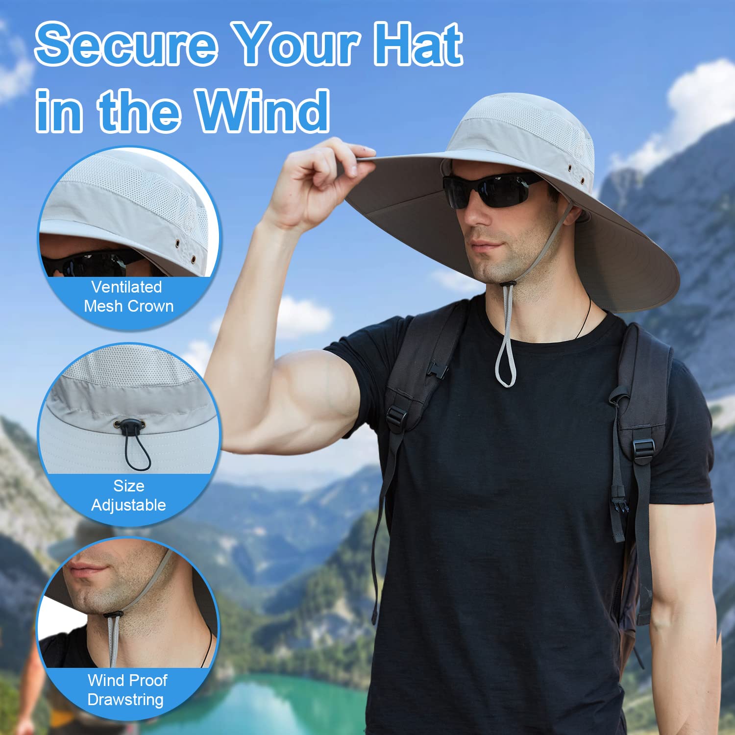UV Protection Wide Brim Sun Hat for Men & Women - Breathable Summer Hat for Fishing, Hiking, Gardening & Beach Activities - Outdoor Sun Shield for All-Day Comfort