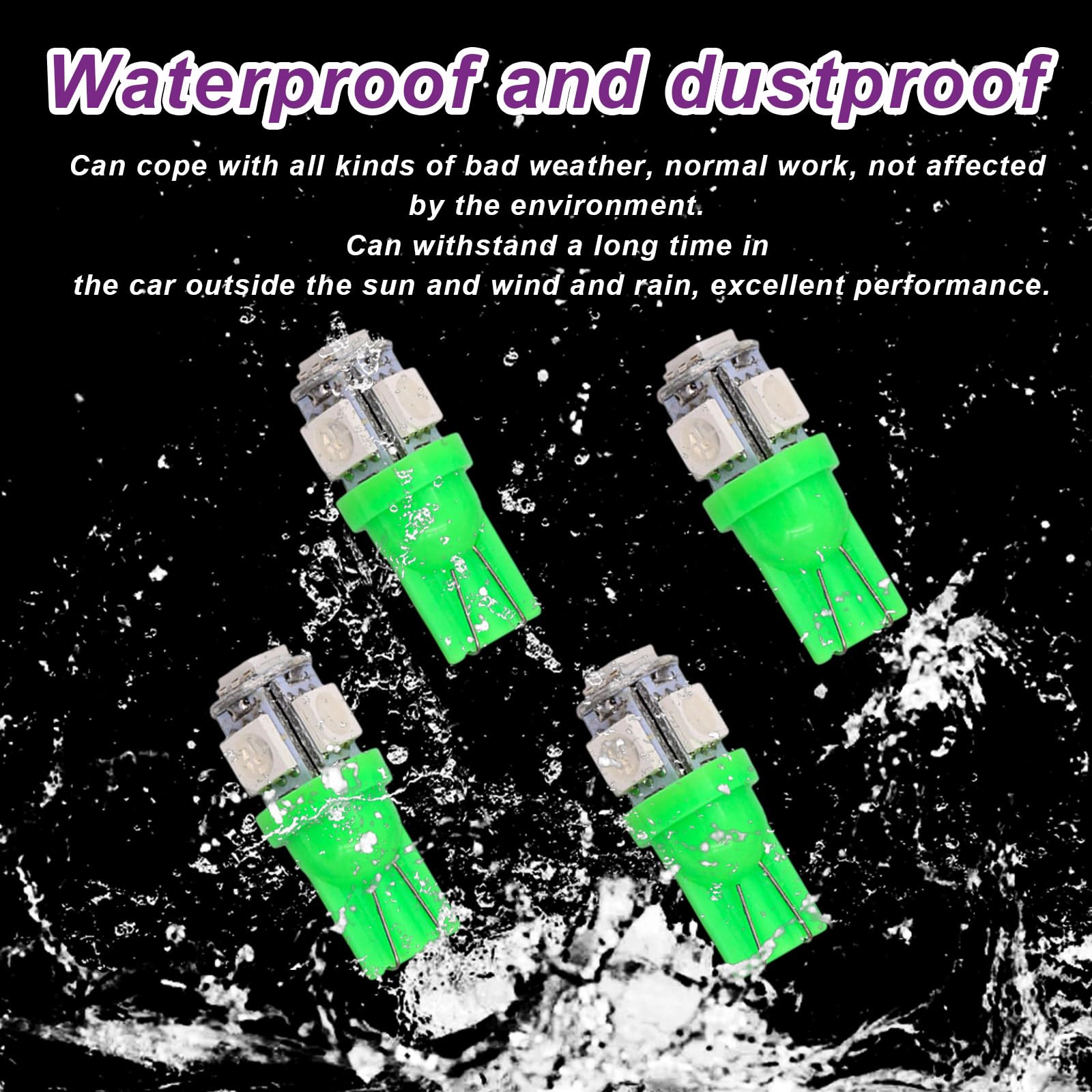 10 PCS Super Bright T10 5050 5SMD LED Car Interior Light Bulbs Kit - Green Automotive Replacement Bulbs for Dashboard, Dome, Map, Door, License Plate Lights | Perfect for Night Driving & Car Customization