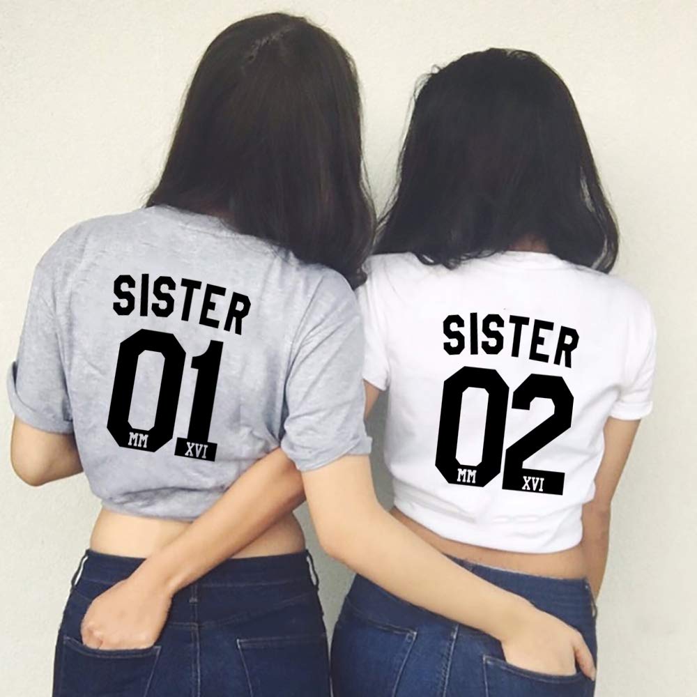 Best Friends Matching T-Shirts for Women - Soul Couple BFF Shirts for Sisters, Teen Girls & Besties | Cute Sister 01 Sister 02 Design | Perfect BFF Gifts for Birthdays, Girls Trips & Friendship Celebrations