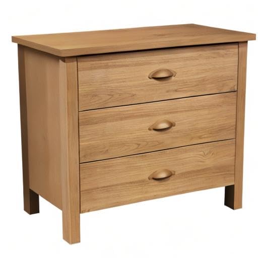 Venture Horizon 3 Drawer Nouvelle Chest - Solid Oak Wood Dresser for Bedroom, Living Room & Office Storage