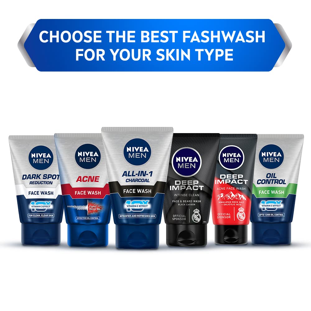 Nivea Men All In 1 Face Wash 100ml - Deep Cleansing & Hydrating Facial Cleanser for Men - Daily Skincare Routine for Oily & Dry Skin