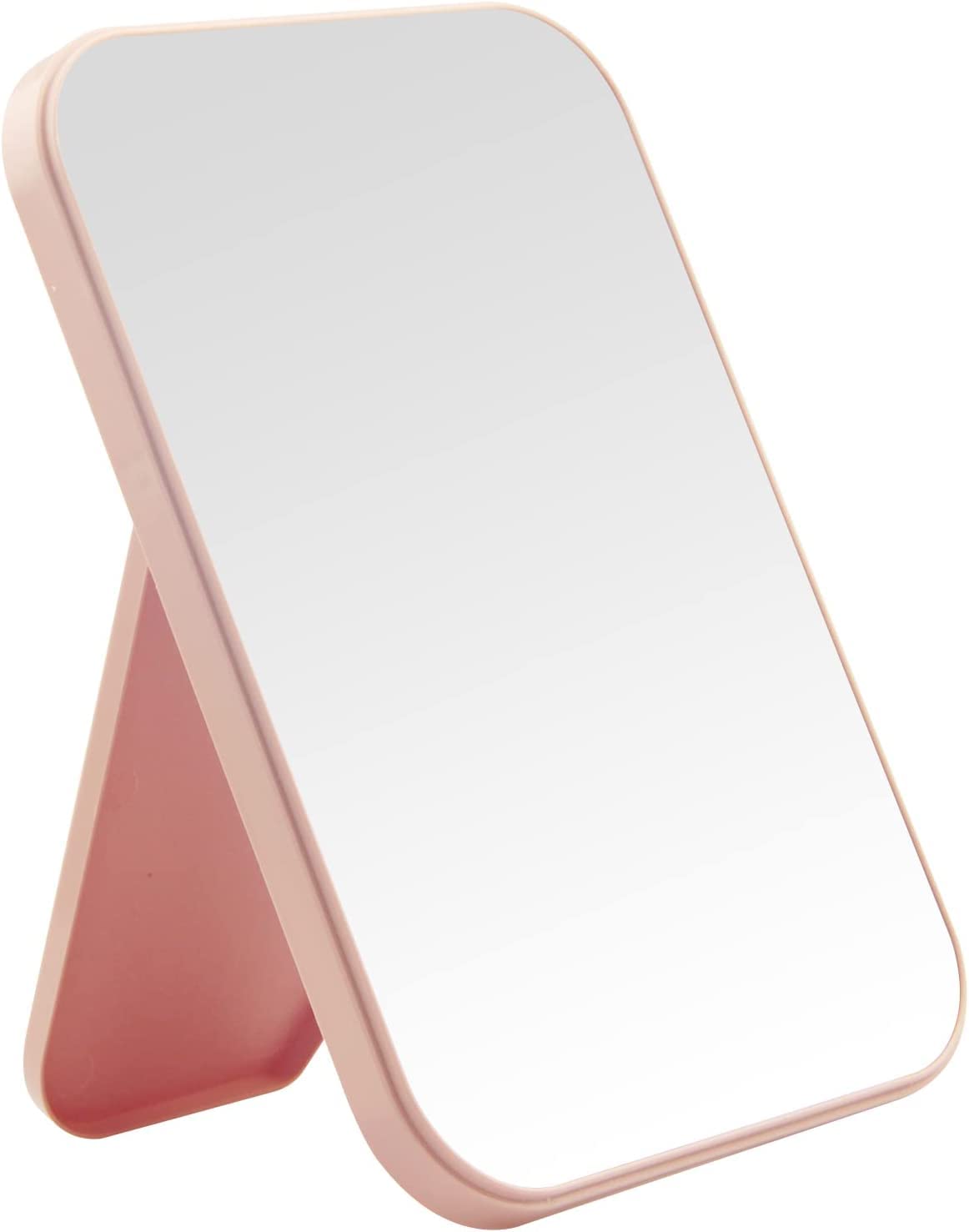 Leeonz Portable Folding Vanity Mirror with Stand - 90° Adjustable Rotation Makeup Mirror for Travel, Shower & Shaving - Perfect for Home, Bathroom & On-the-Go Use (Pink)