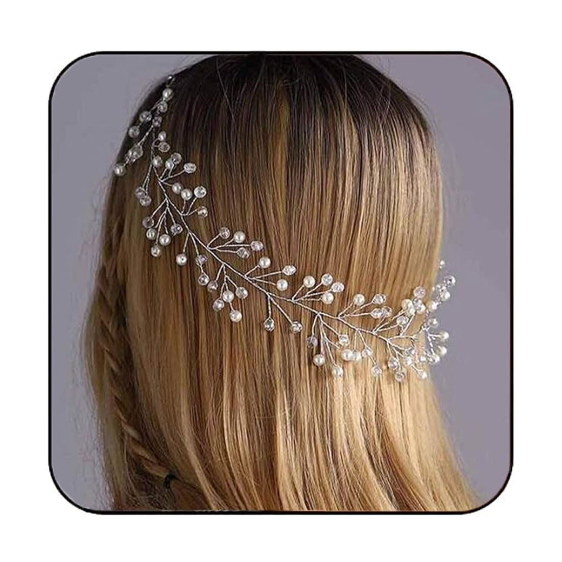 Brishow Silver Crystal Wedding Hair Vine – Bridal Pearl Headpiece with Rhinestones, Elegant Headband for Women & Girls | Perfect for Bridal Showers, Weddings & Special Occasions