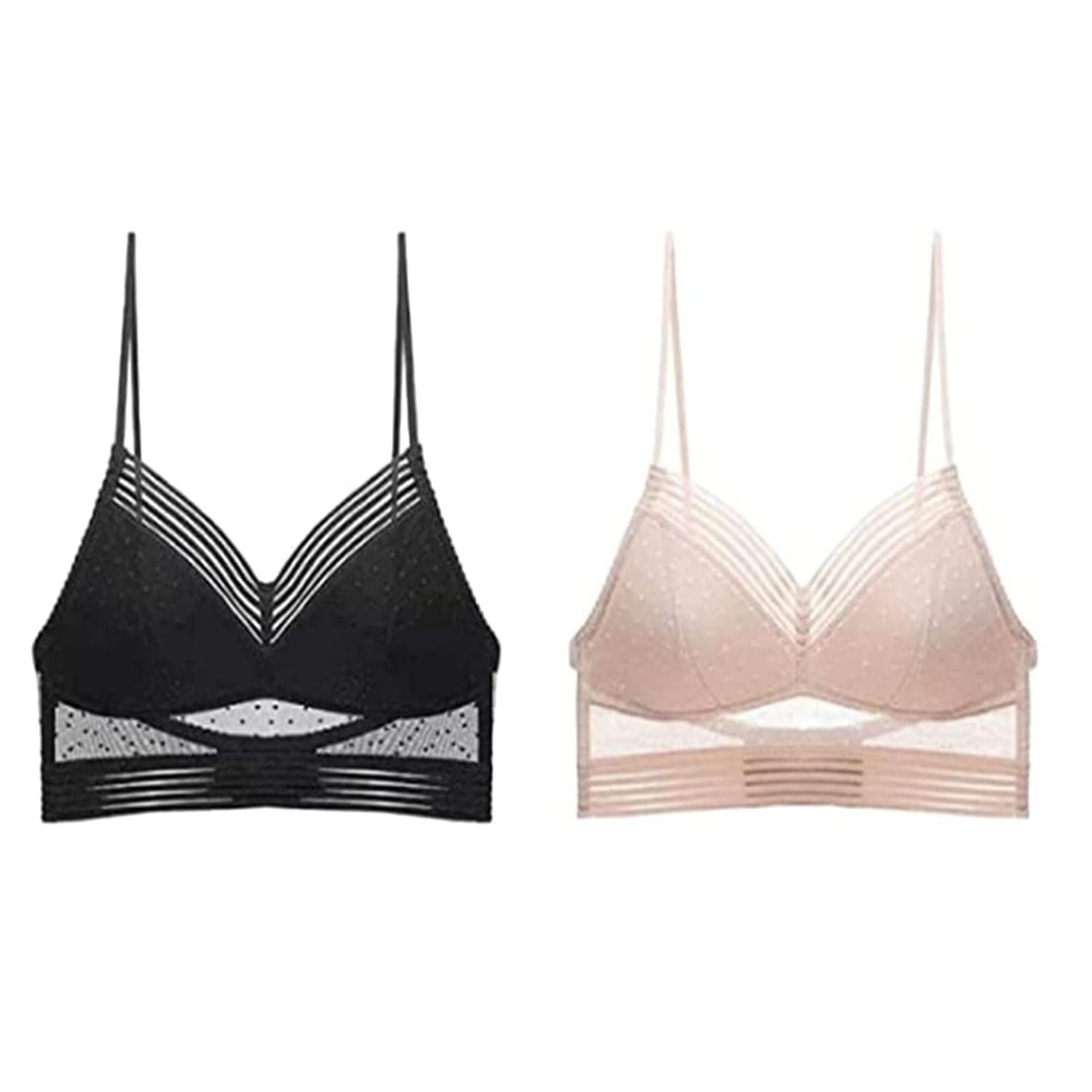 Starry Wireless Lace Bra for Women - Low Back Lifting Deep V Lace U-Back Bra - Comfortable & Supportive for Everyday Wear, Date Night & Special Occasions