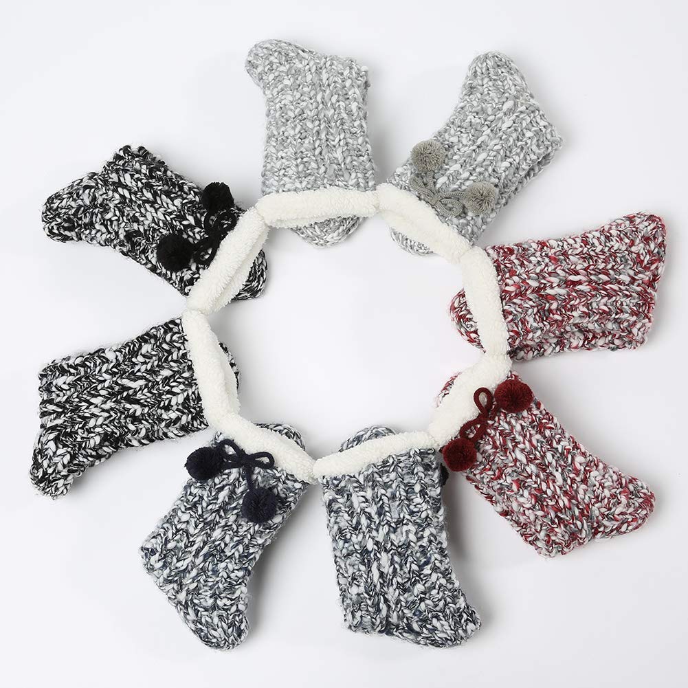 Maamgic Women's Knit Sherpa Slipper Socks - Warm Fleece Booties for Winter