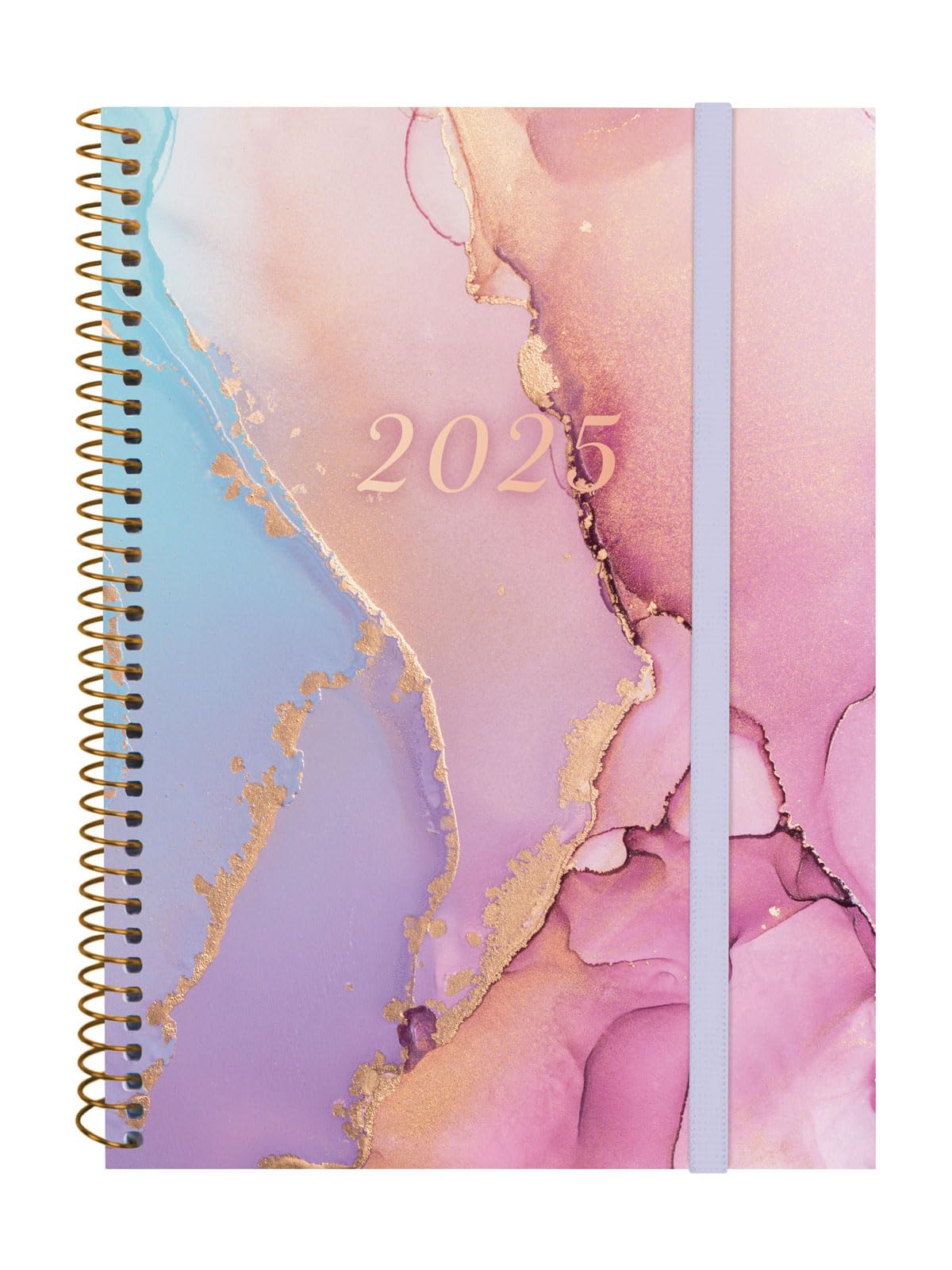 Finocam Spiral Planner 2025 - Weekly Horizontal Layout (January 2025-December 2025), 12-Month Gold Design - Perfect for Office, School & Personal Organization