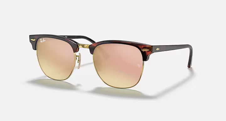 Ray Ban Clubmaster Sunglasses - Red Havana Frame & Green Lenses - Classic Vintage Style for Men & Women - Perfect for Driving, Outdoor Activities & Fashion Statement