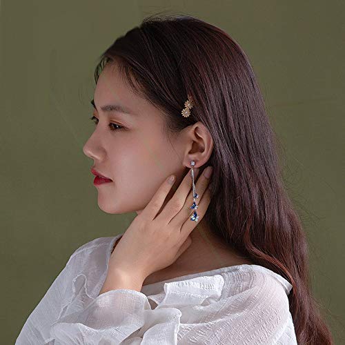 Zircon Butterfly Tassel Earrings for Women - Long Dangle Earrings with Crystal & Imitation Pearl - Rhinestone Drop Earrings for Party, Wedding & Evening Wear
