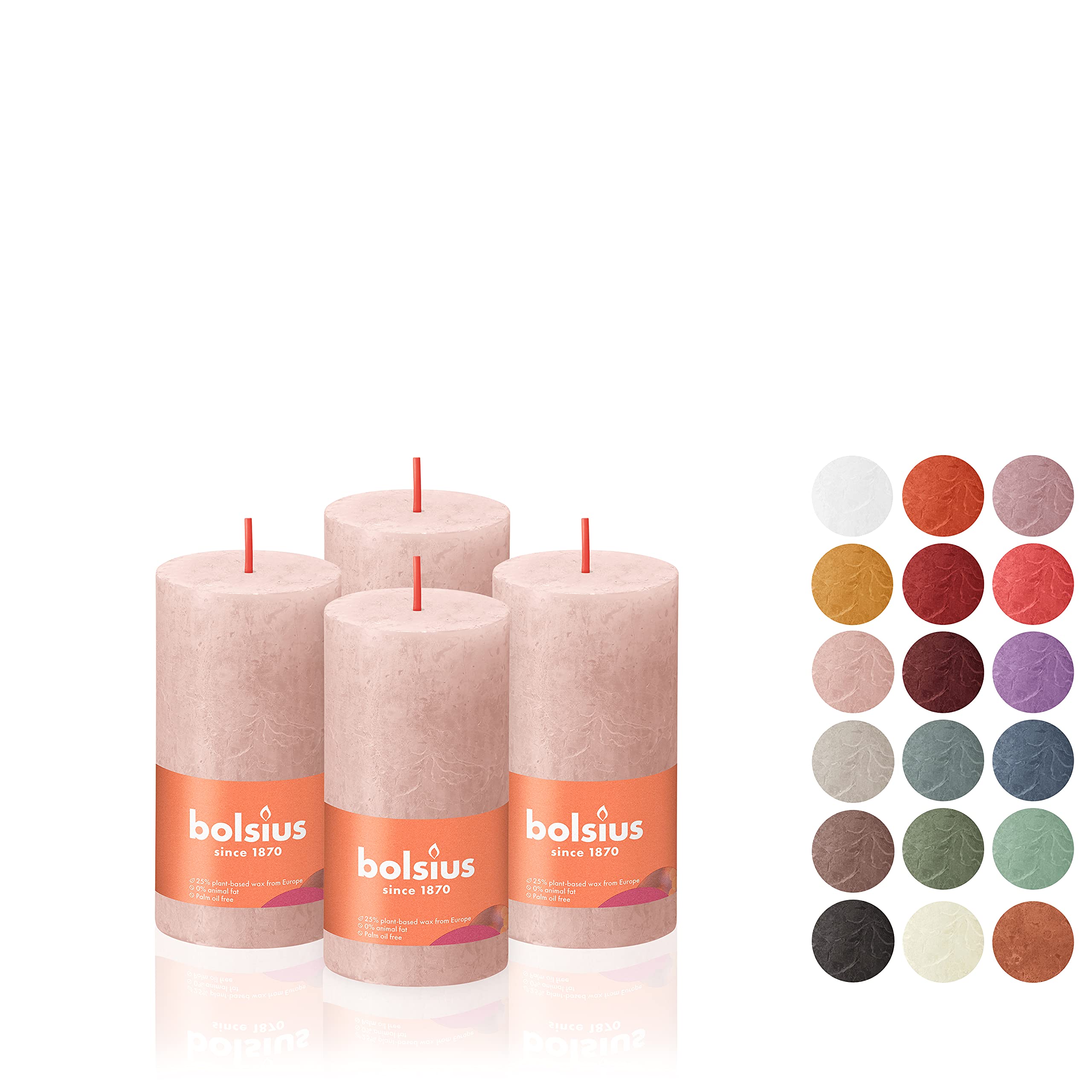 BOLSIUS 4 Pack Misty Pink Rustic Pillar Candles - 2 X 4 Inches - Premium European Quality Unscented Dripless Smokeless Candles with Natural Plant-Based Wax - 30 Hour Burn Time for Wedding, Party, Home Decor, Romantic Dinner & Holiday Centerpieces