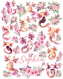 Personalized Axolotls Floral