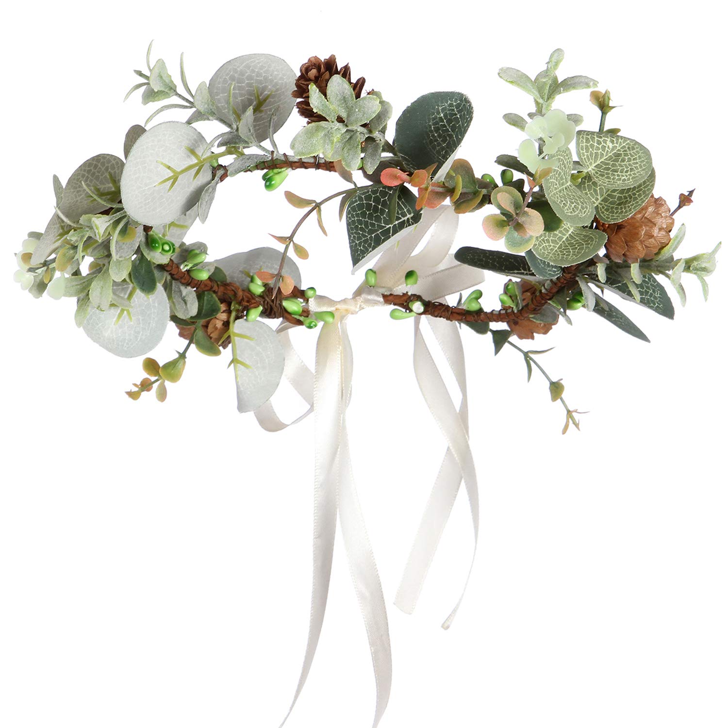 Adjustable Floral Headband - Bohemian Flower Crown with Ribbon for Weddings, Baby Showers & Photo Shoots | Perfect for Brides, Maternity Photos, Festivals & Boho Parties