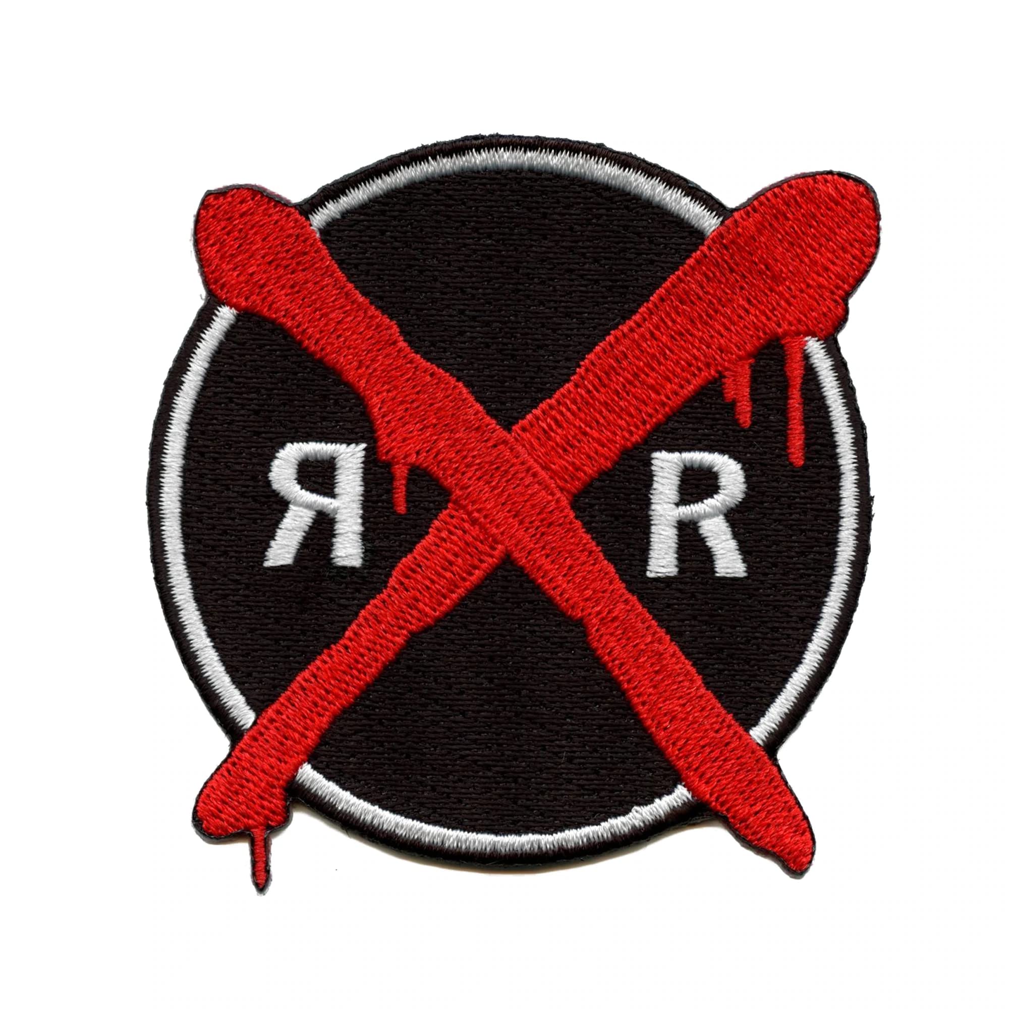 Horror Train Bloody Railroad Crossing Sign Embroidered Iron-On Patch - Perfect for Halloween Costumes, DIY Jackets & Backpacks