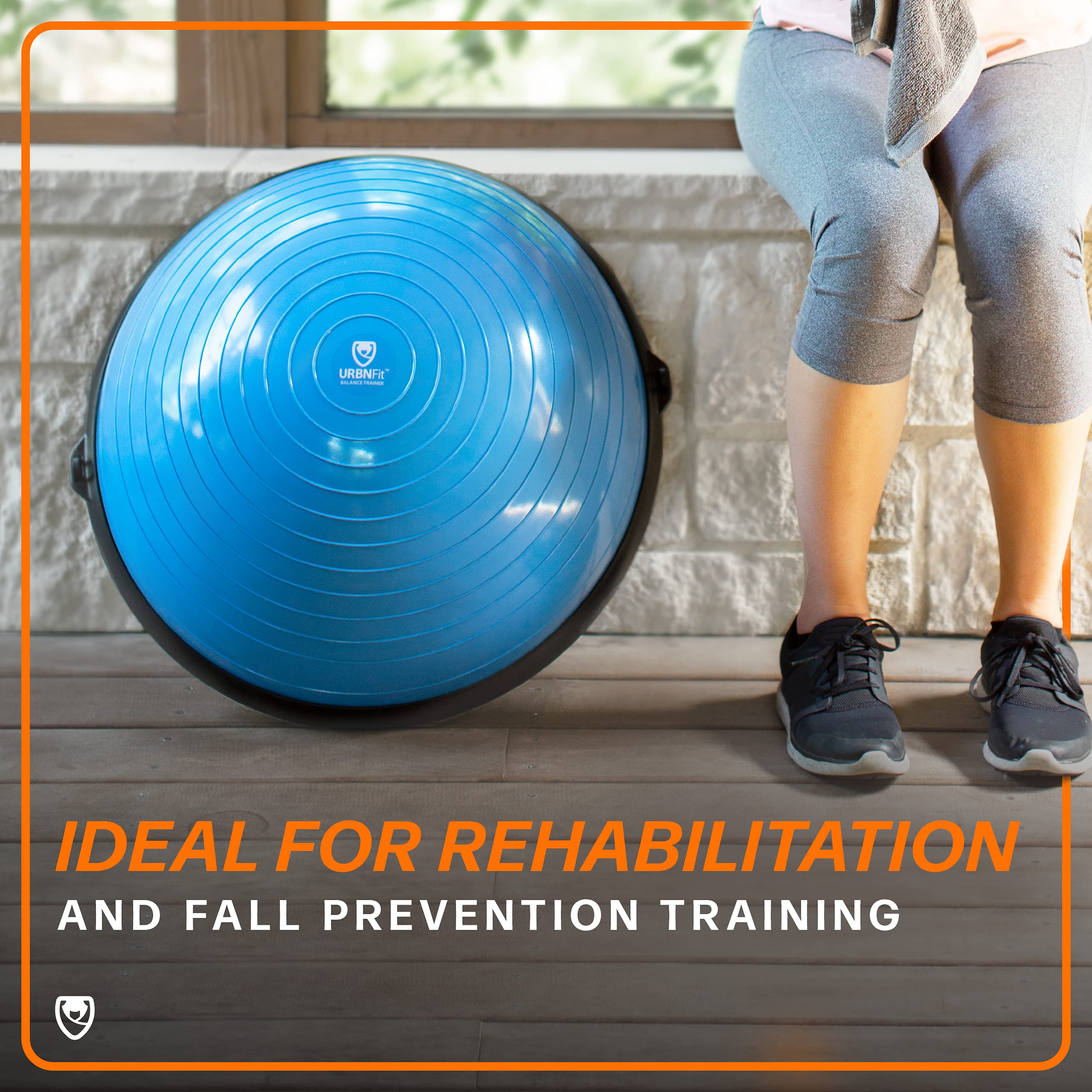 URBNFit Half Balance Ball - Core Stability & Full Body Workout Yoga Ball for Home Gym, Includes Resistance Bands, Pump & Exercise Guide - Perfect for Yoga, Pilates, Physical Therapy & Fitness Training