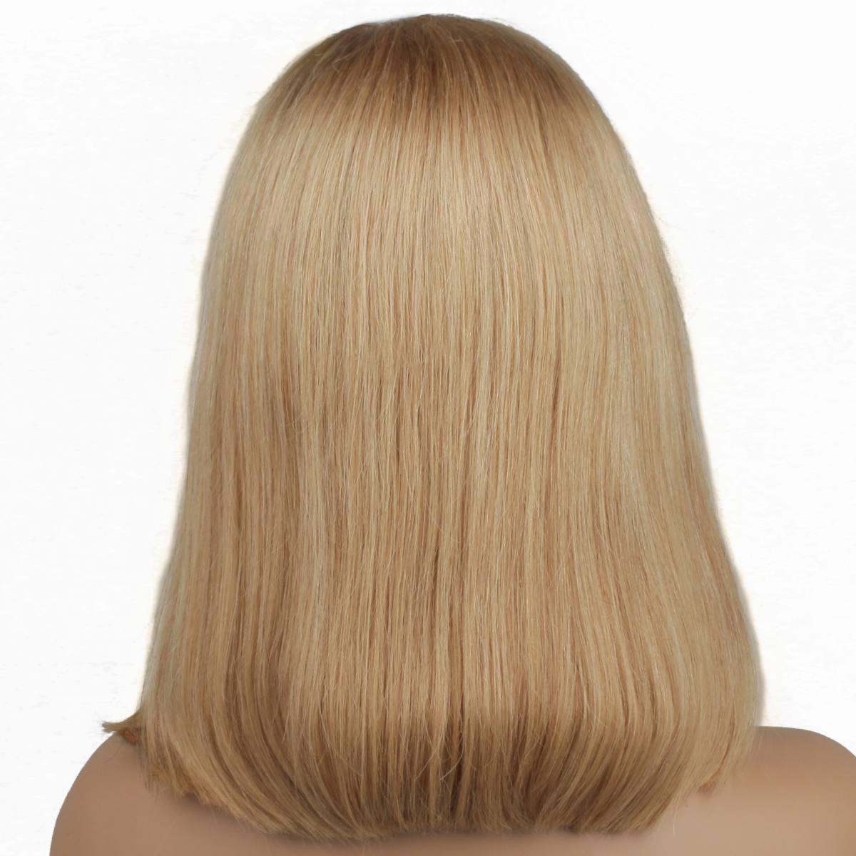 Honey Blonde Straight 100% Human Hair Capless Bang Bob Wig - Natural Look for Daily Wear & Cosplay