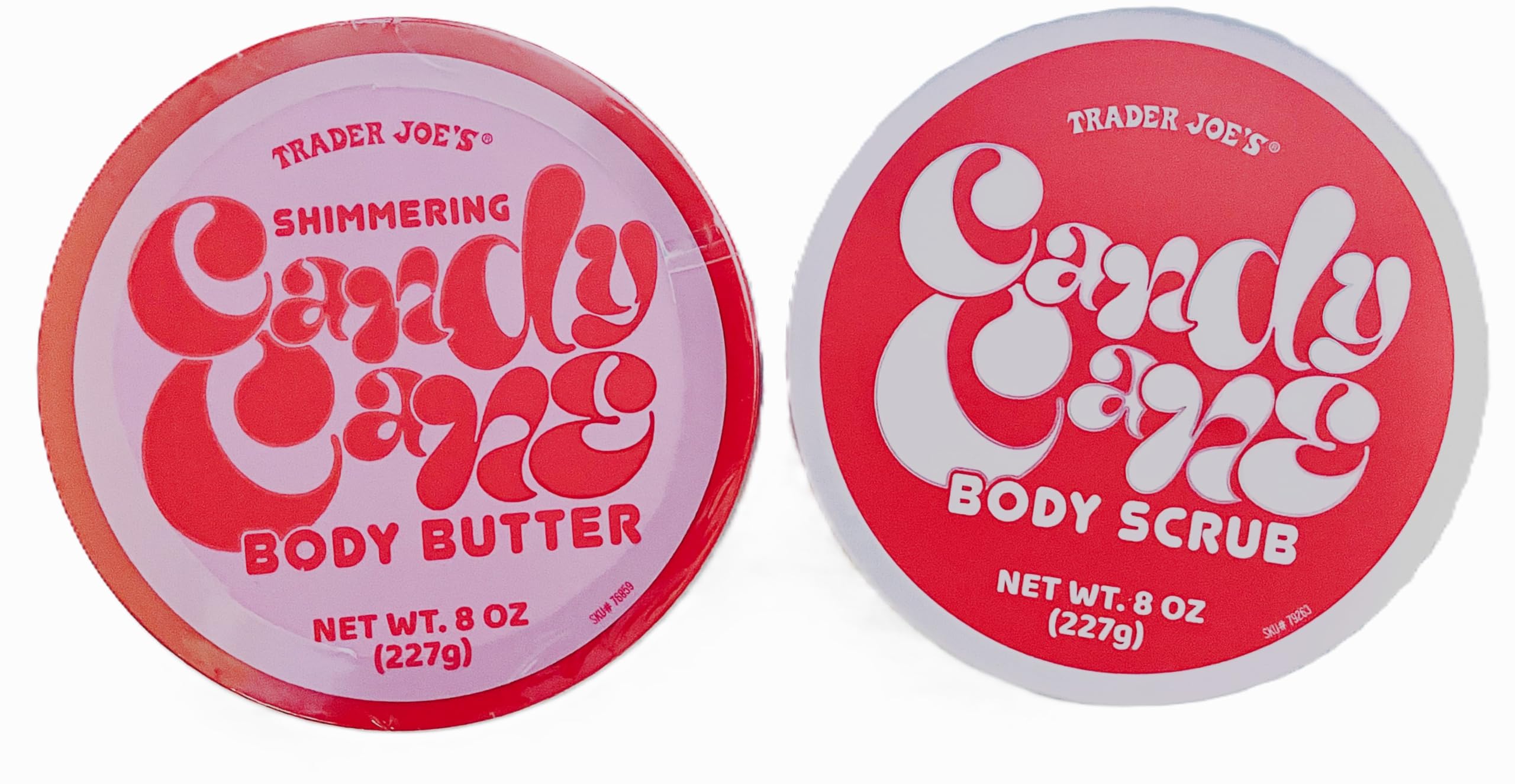 Trader Joe's Candy Cane Shimmering Body Butter & Exfoliating Body Scrub Set - Holiday Moisturizing & Skin Care Gift for Women - Perfect for Christmas Pampering & Winter Skincare Routine