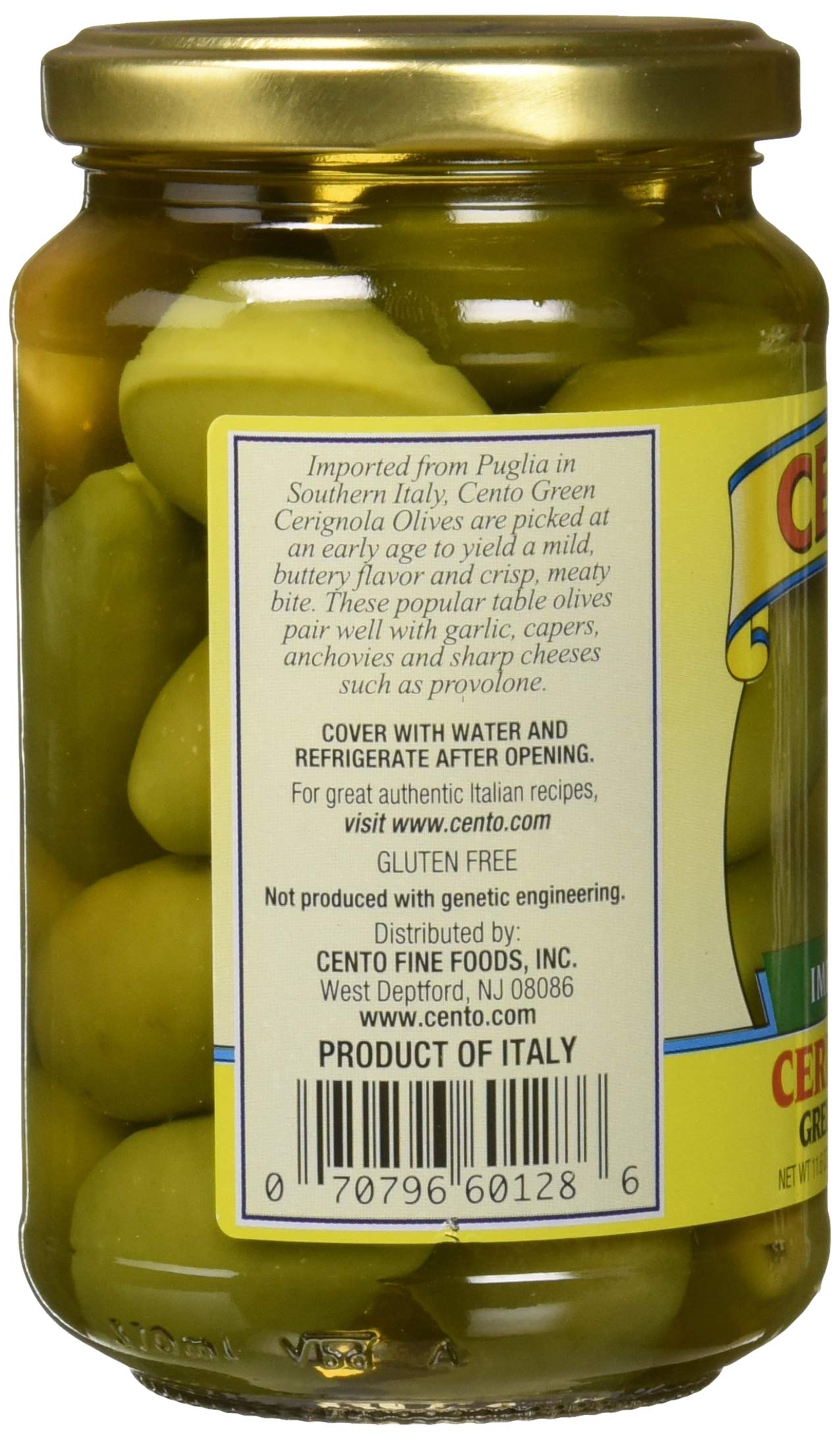 Cento Imported Cerignola Green Olives - 11.6 oz (328g) | Large Italian Olives | Perfect for Salads, Charcuterie Boards & Mediterranean Recipes
