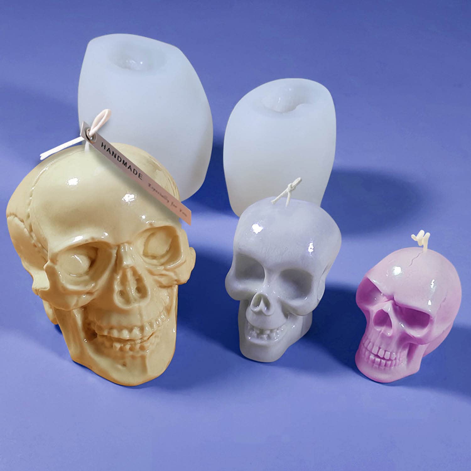 XALO 5Pcs Skull Ice Cube Molds - Halloween & Easter Silicone Trays for Baking, Soap Making, Candle Making & Aromatherapy | Perfect for Cocktails, Party Decor & DIY Crafts