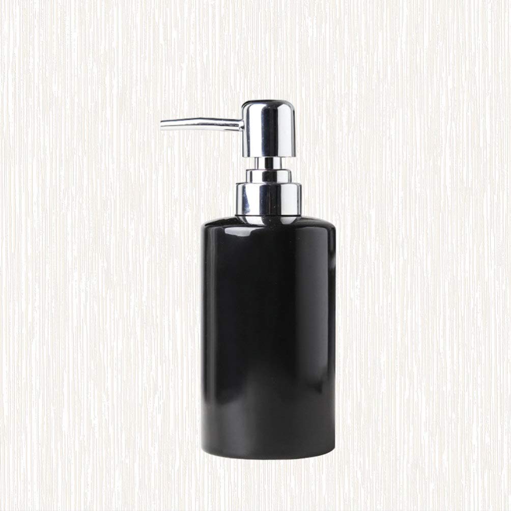 DOITOOL 1PCS Black Ceramic Soap Dispenser - Refillable Hand Soap Dispenser for Bathroom & Kitchen - Elegant Liquid Soap, Shampoo & Lotion Dispenser - Perfect for Home, Office & Hotel Use