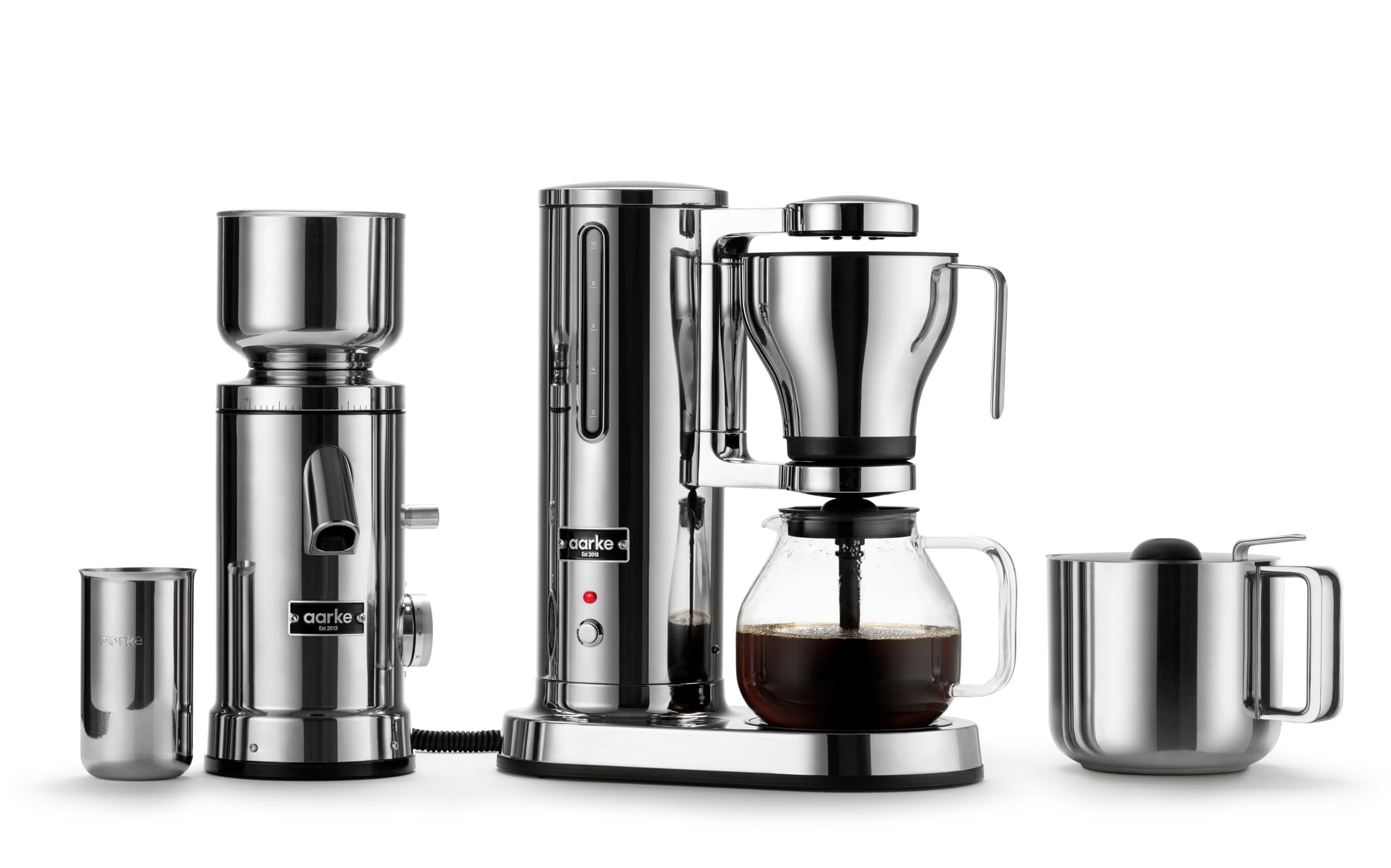 Aarke Electric Drip Coffee Maker - Stainless Steel Filter Coffee Brewer with Glass Carafe & Smart Hot Plate (2-10 Cups, 250mL-1.25L) - Perfect for Home, Office and Restaurant Use