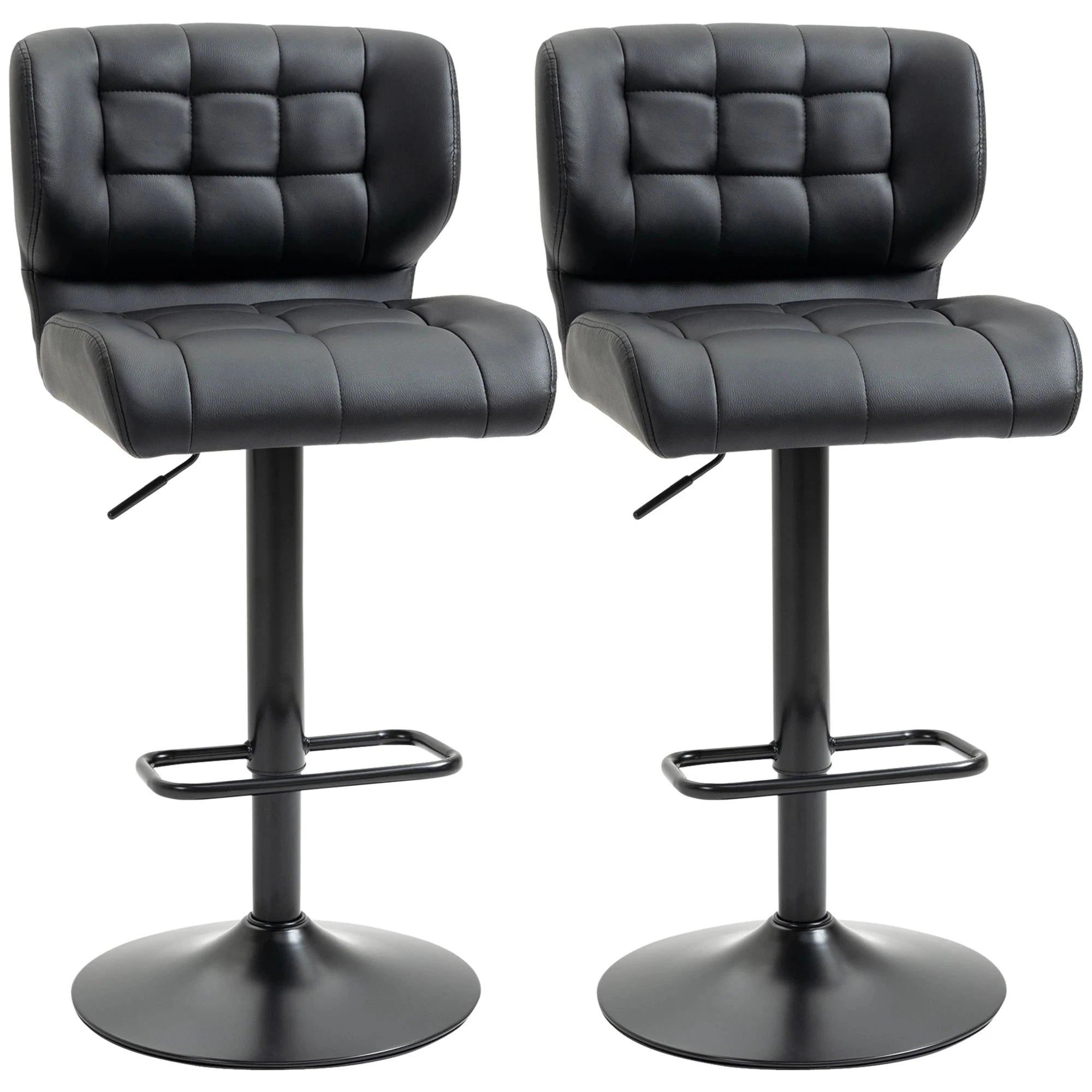 Swivel Faux Leather Adjustable Bar Stools (Set of 2) - 6 Color Options for Kitchen Island, Home Bar & Dining Room Decor
