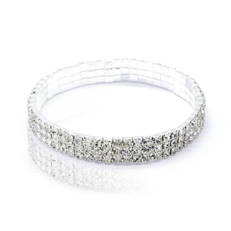 Brinote 3-Layer Stretch Crystal Anklet - Elegant Rhinestone Wedding Foot Chain, Adjustable Ankle Bracelet Jewelry for Women & Girls - Perfect for Bridal, Beach Parties, and Special Occasions