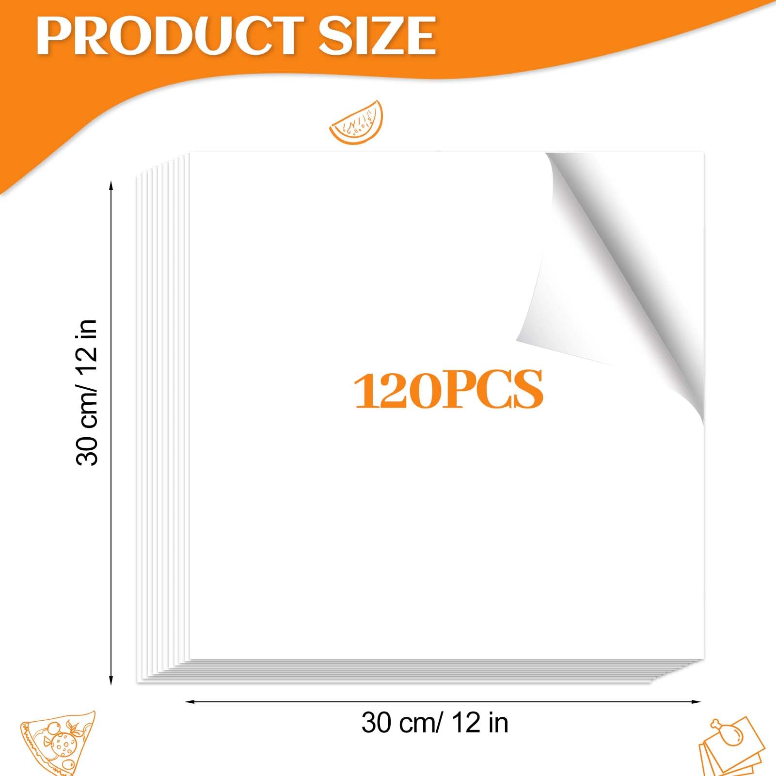 NEBURORA 120 Pcs White Butcher Paper 12x12 Inch - Unwaxed Precut Square Wrapping Paper for Sublimation, Smoking Meats, BBQ, Food Packaging & Crafts | Bulk Disposable Butcher Paper Sheets for Restaurants, Catering & Home Use