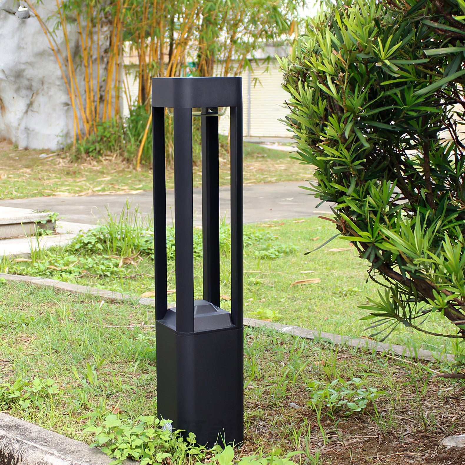 Modern Rectangular LED Garden Light - Outdoor Landscape Lighting for Pathways, Patios, and Gardens - Weatherproof Solar Powered Column Light for Home & Yard Decor