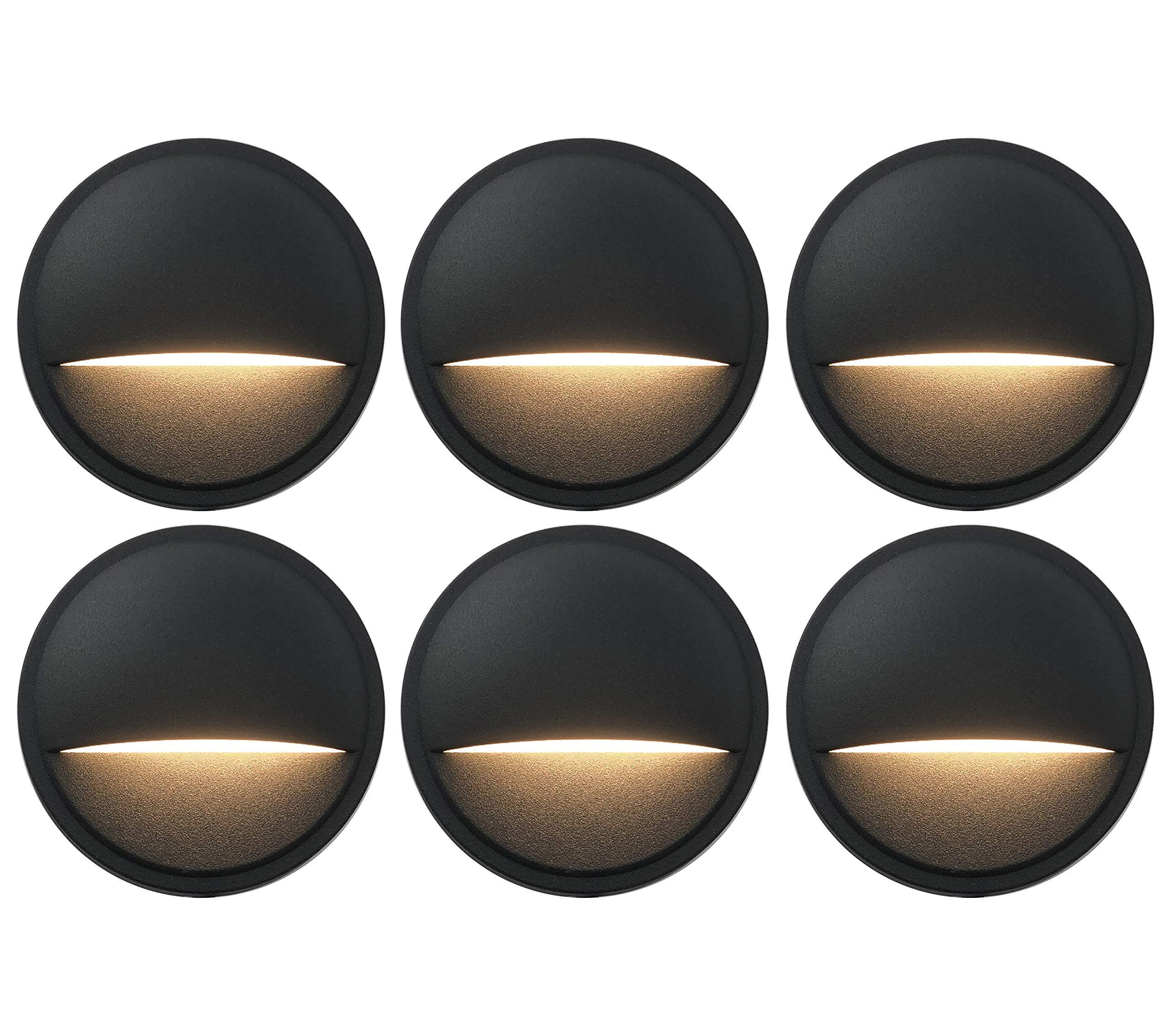 GKOLED 6-Pack Low Voltage LED Black Deck Lights with 4-Pack Pyramid Post Cap Lights for Outdoor Stair, Patio, Garden, and Pathway Lighting